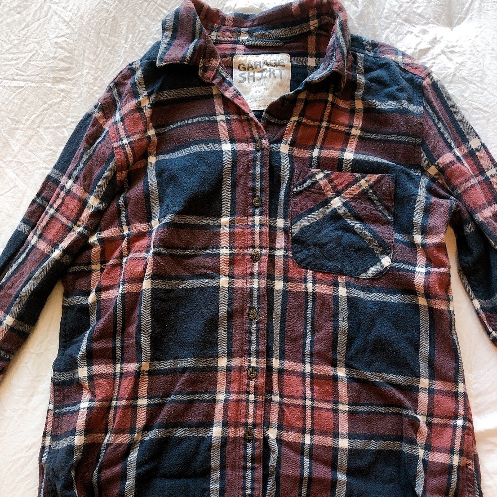 Garage Pink/Blue Oversized Flannel